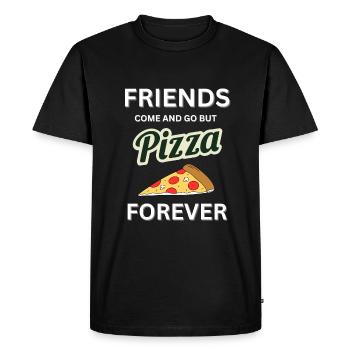 Friends Come and Go But Pizza is Forever - Men's Premium Organic T-Shirt - black - Front - Nico (187cm)