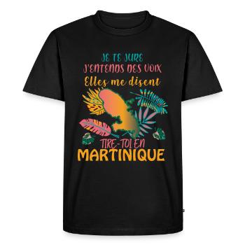 Je Me Tire en Martinique Citation Homme Femme - T-shirt Premium bio Homme - noir - Devant - Nico (187cm)