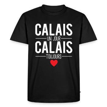 Calais un jour calais toujours calaisien humour - T-shirt Premium bio Homme - noir - Devant - Nico (187cm)