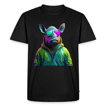 Hippopotame avec lunettes de soleil hippopotame Afrique - T-shirt Premium bio Homme - noir - Devant - Nico (187cm)