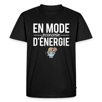 En mode économie d'énergie paresseux flemmard - T-shirt Premium bio Homme - noir - Devant - Nico (187cm)