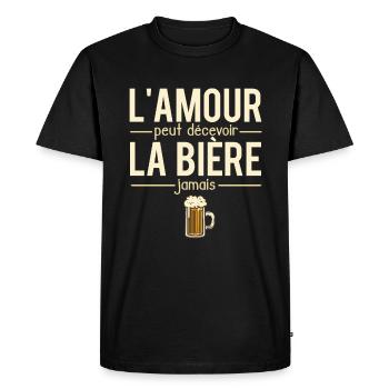 L'amour peut décevoir la bière jamais apéro humour - T-shirt Premium bio Homme - noir - Devant - Nico (187cm)