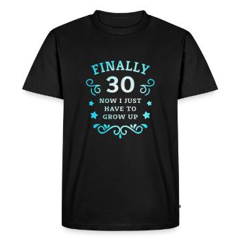 Enfin 30e anniversaire en grandissant - T-shirt Premium bio Homme - noir - Devant - Nico (187cm)