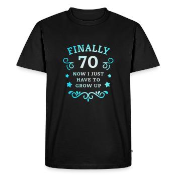 Enfin 70e anniversaire en grandissant - T-shirt Premium bio Homme - noir - Devant - Nico (187cm)