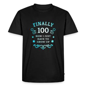 Enfin 100e anniversaire en grandissant - T-shirt Premium bio Homme - noir - Devant - Nico (187cm)