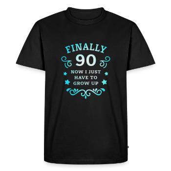 Enfin 90e anniversaire, il suffit de grandir - T-shirt Premium bio Homme - noir - Devant - Nico (187cm)