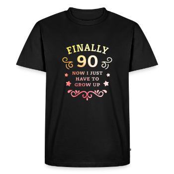 Enfin 90e anniversaire, il suffit de grandir - T-shirt Premium bio Homme - noir - Devant - Nico (187cm)