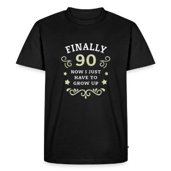 Enfin 90e anniversaire, il suffit de grandir - T-shirt Premium bio Homme - noir - Devant - Nico (187cm)