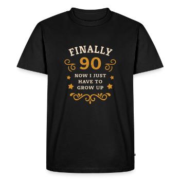 Enfin 90e anniversaire, il suffit de grandir - T-shirt Premium bio Homme - noir - Devant - Nico (187cm)