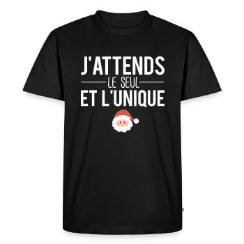 J'attends le seul et l'unique père noël humour - T-shirt Premium bio Homme - noir - Devant - Nico (187cm)