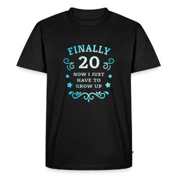 Enfin 20e anniversaire en grandissant - T-shirt Premium bio Homme - noir - Devant - Nico (187cm)