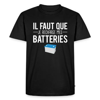 Il faut que je recharge mes batteries fatigué - T-shirt Premium bio Homme - noir - Devant - Nico (187cm)
