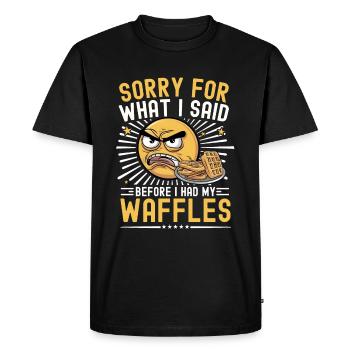Gaufres disant gaufre drôle petit-déjeuner pâtisserie - T-shirt Premium bio Homme - noir - Devant - Nico (187cm)