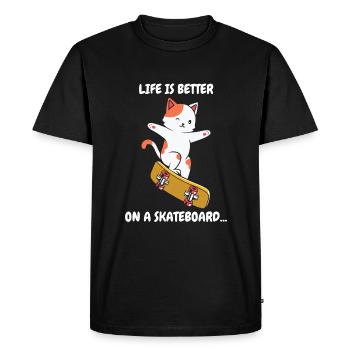 La vie est meilleure sur un chat de skate skateboard - T-shirt Premium bio Homme - noir - Devant - Nico (187cm)