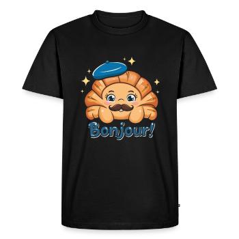 Croissants Bonjour France - T-shirt Premium bio Homme - noir - Devant - Nico (187cm)