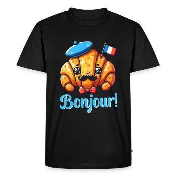 Croissants Bonjour France - T-shirt Premium bio Homme - noir - Devant - Nico (187cm)