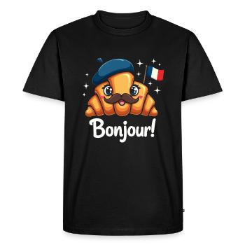 Croissants Bonjour France - T-shirt Premium bio Homme - noir - Devant - Nico (187cm)