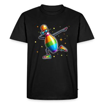 Quille de bowling tamponnant des lunettes de soleil Joueur de quilleur - T-shirt Premium bio Homme - noir - Devant - Nico (187cm)