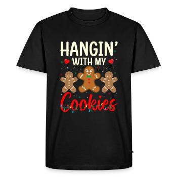 Sortir avec mes cookies Préparer des cookies pour Noël - T-shirt Premium bio Homme - noir - Devant - Nico (187cm)