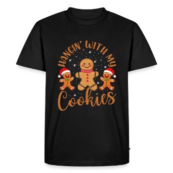 Je traîne avec mes cookies, je prépare des cookies - T-shirt Premium bio Homme - noir - Devant - Nico (187cm)