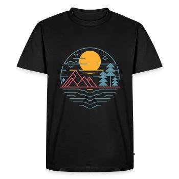 Retro Berge & Sonne |Naturliebhaber |Abenteuer - Männer Premium Bio T-Shirt - Schwarz - Vorne - Nico (187cm)