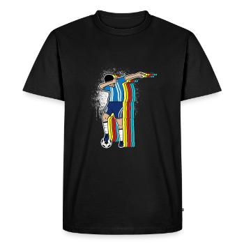 Footballer Dab - Men's Premium Organic T-Shirt - black - Front - Nico (187cm)