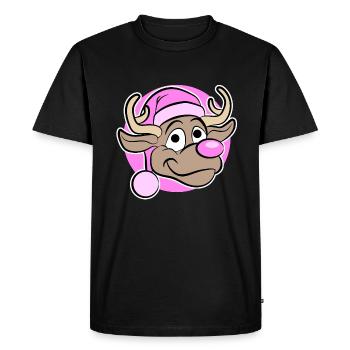 Noël en rose - Renne en rose - T-shirt Premium bio Homme - noir - Devant - Nico (187cm)