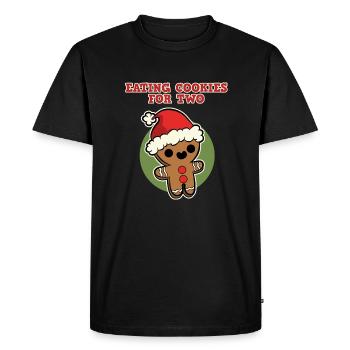 Noël pour les femmes enceintes, manger des biscuits pour deux - T-shirt Premium bio Homme - noir - Devant - Nico (187cm)
