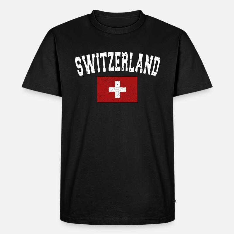 SWITZERLAND - Pavillon suisse - usedlook - T-shirt Premium bio Homme - noir