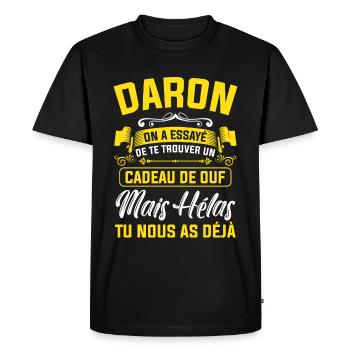 Daron cadeau de ouf mais tu nous as déjà papa - T-shirt Premium bio Homme - noir - Devant - Nico (187cm)
