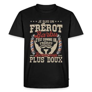 Je suis un frérot barbu normal fans barbe - T-shirt Premium bio Homme - noir - Devant - Nico (187cm)