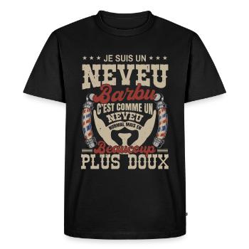 Je suis un neveu barbu normal fans barbe - T-shirt Premium bio Homme - noir - Devant - Nico (187cm)