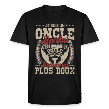 Je suis un oncle barbu normal fans barbe - T-shirt Premium bio Homme - noir - Devant - Nico (187cm)