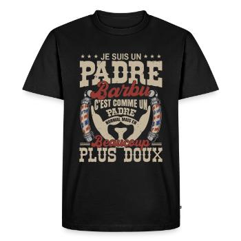 Je suis un padre barbu normal fans barbe - T-shirt Premium bio Homme - noir - Devant - Nico (187cm)