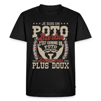 Je suis un poto barbu normal fans barbe - T-shirt Premium bio Homme - noir - Devant - Nico (187cm)