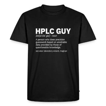 High performance liquid chromatography HPLC Guy - Men's Premium Organic T-Shirt - black - Front - Nico (187cm)