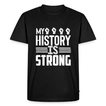 Mon histoire est forte - T-shirt Premium bio Homme - noir - Devant - Nico (187cm)