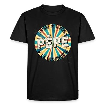 Mon Pépé Est Une légende Cadeau Humour Papi - T-shirt Premium bio Homme - noir - Devant - Nico (187cm)