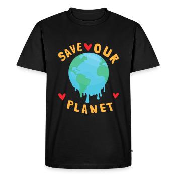 Sauver notre planète Changement climatique durable - T-shirt Premium bio Homme - noir - Devant - Nico (187cm)