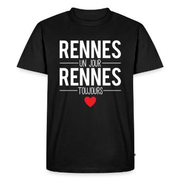 Rennes un jour rennes toujours rennais humour - T-shirt Premium bio Homme - noir - Devant - Nico (187cm)