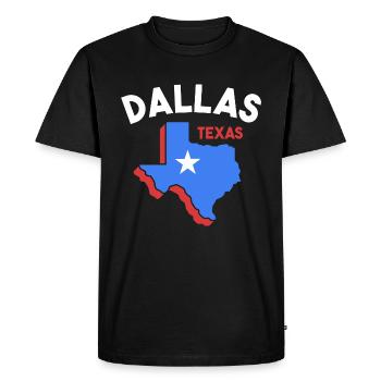 Conception de carte Dallas Texas pour les fiers Dallasites - T-shirt Premium bio Homme - noir - Devant - Nico (187cm)