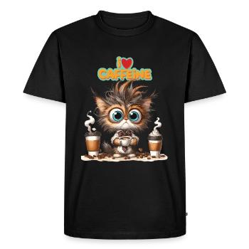 Cat Kitten Coffee Caffeine Colleague Office - Men's Premium Organic T-Shirt - black - Front - Nico (187cm)