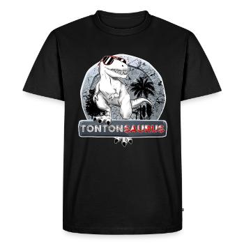 Tontonsaurus My Tonton Dinosaur Tearing - Men's Premium Organic T-Shirt - black - Front - Nico (187cm)