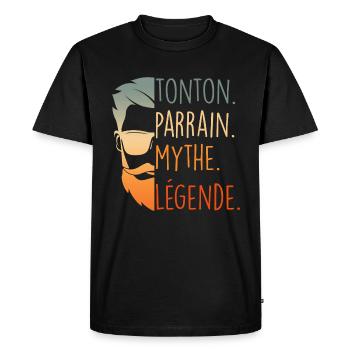 Mon Tonton Est Une Légende - T-shirt Premium bio Homme - noir - Devant - Nico (187cm)