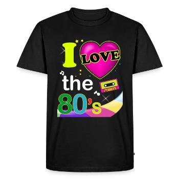 J'aime les Années 80 Humour Vintage Love - T-shirt Premium bio Homme - noir - Devant - Nico (187cm)
