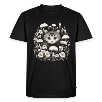 Champignons cottagecore pour chat - T-shirt Premium bio Homme - noir - Devant - Nico (187cm)