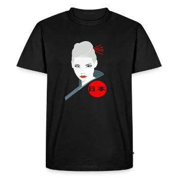 Japon femme japonaise combattant ninja colère asiatique - T-shirt Premium bio Homme - noir - Devant - Nico (187cm)