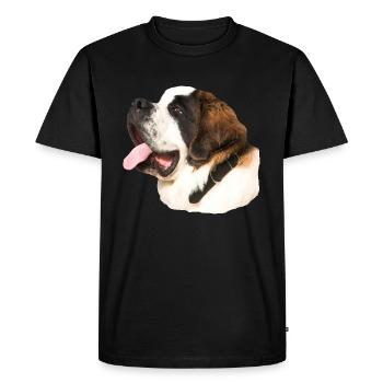 Dog, dog head, dog, Saint Bernard rescue dog, - Men's Premium Organic T-Shirt - black - Front - Nico (187cm)