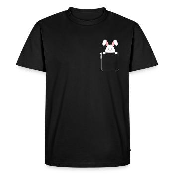 Rabbit in pocket with label - Men's Premium Organic T-Shirt - black - Front - Nico (187cm)
