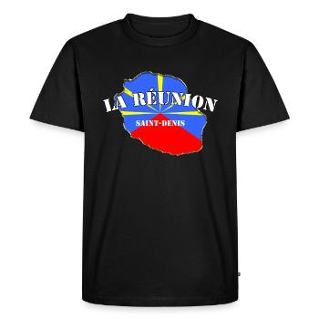 La Réunion Saint Denis Drapeau Réunionnais - T-shirt Premium bio Homme - noir - Devant - Nico (187cm)